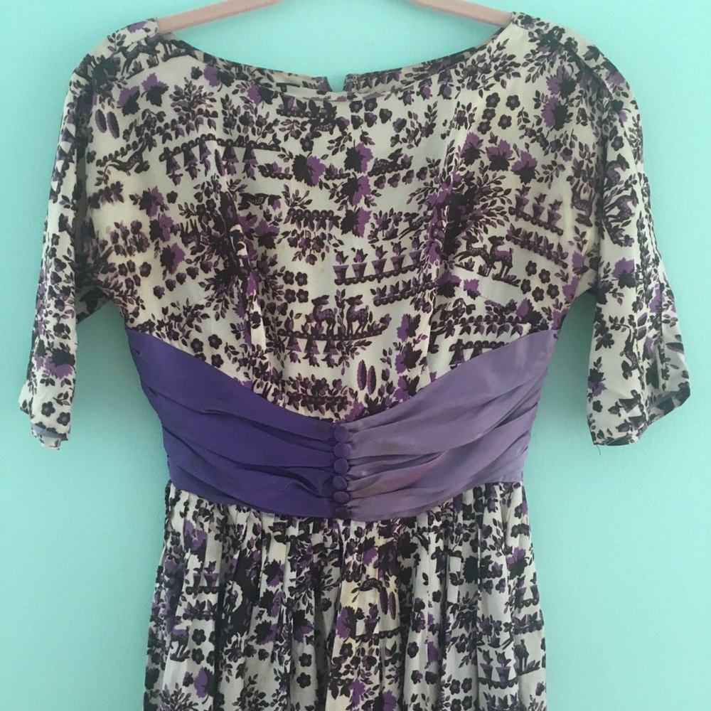 1950s novelty deer print party dress